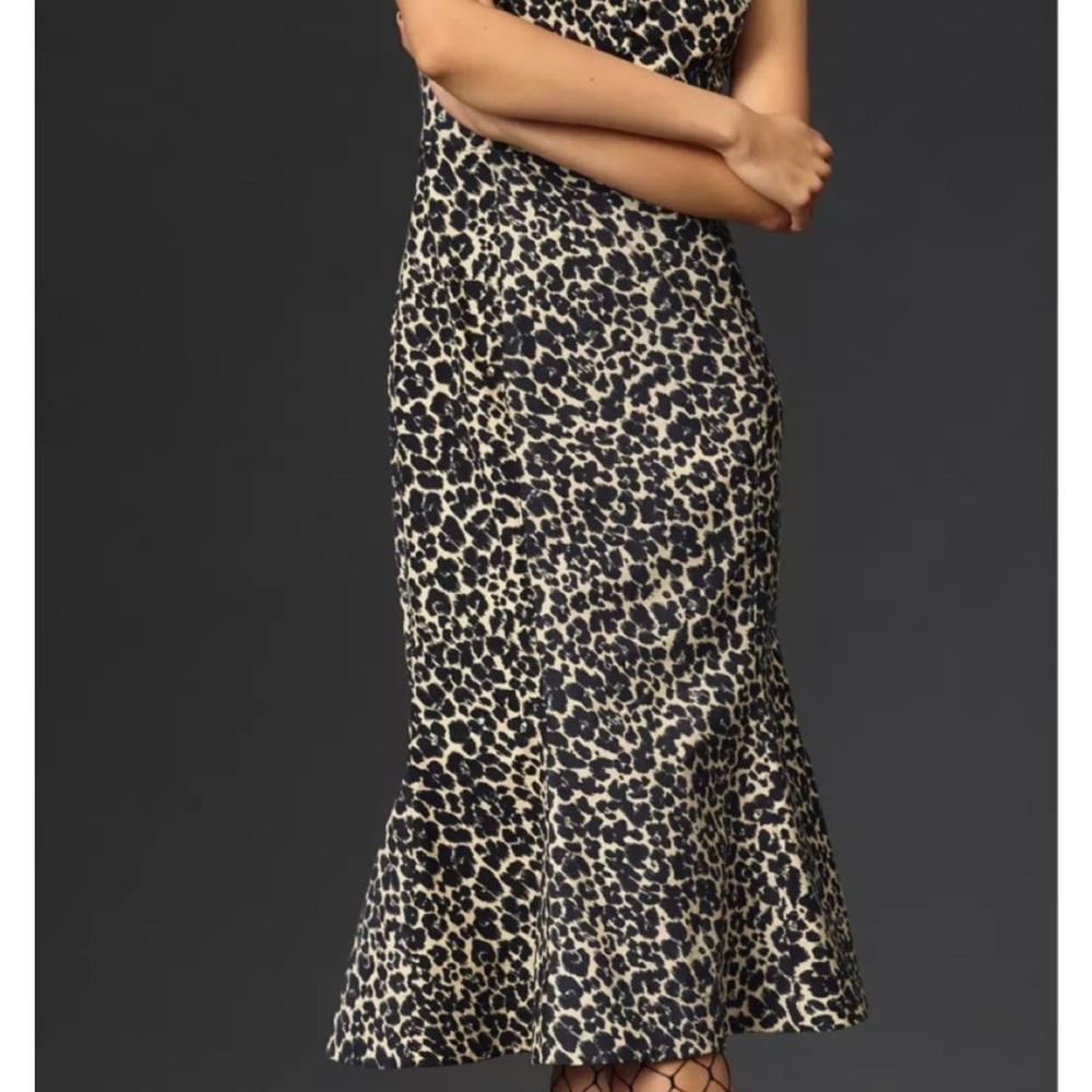 NWT Anthropologie Cecily Leopard Print Midi Dress, Sz M